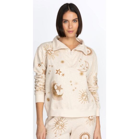 Johnny Was Lunata Half Zip Sweater Celestial Quarter Zip Beige Cream XS Pullover - Picture 2 of 12